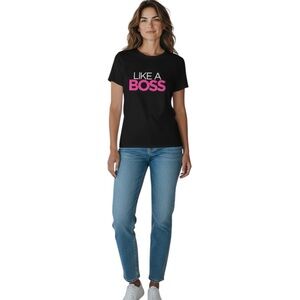 Black 'Like A Boss' fitted Graphic Tee Shirt